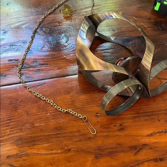 Vintage MCM Hanging Brass Candle Holder - Picture 7 of 7